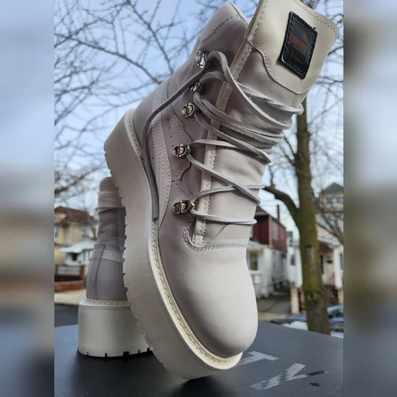 PUMA x FENty Rihanna LaceUp Combat Boots - White - Picture 2 of 12